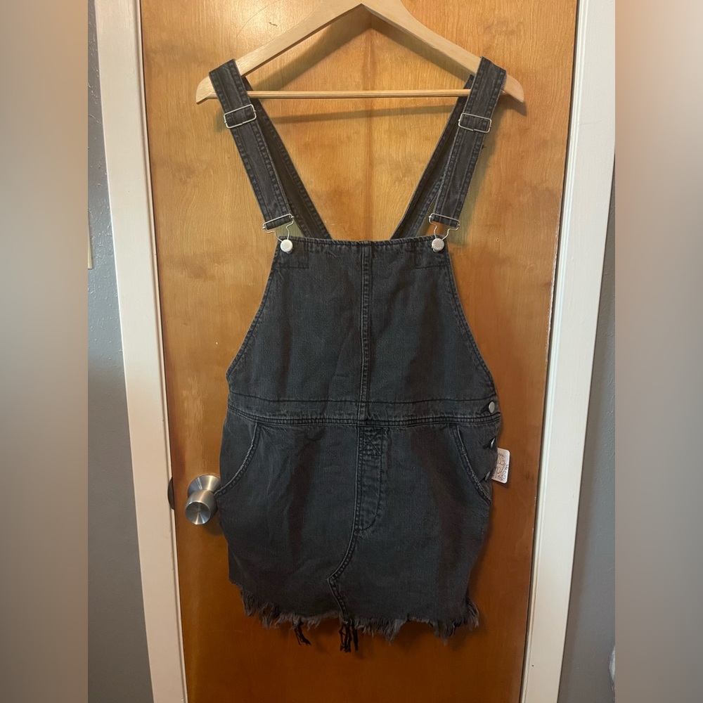 Free People Charcoal Denim Overalls